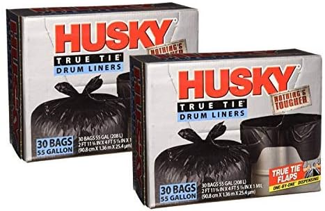 Husky HKK55030B True Tie Tie 55 Gallon Drum Liners, 30 acusações.