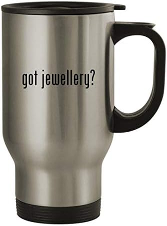Presentes Knick Knack Got Jewellery? - caneca de viagem de aço inoxidável de 14 onças, prata
