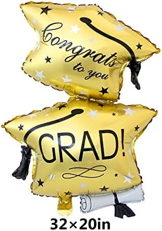 AVMBC Graduação Mylar Foil Balloons Balões de graduação Balões de tampa de graduação grande, parabéns balões de tampa