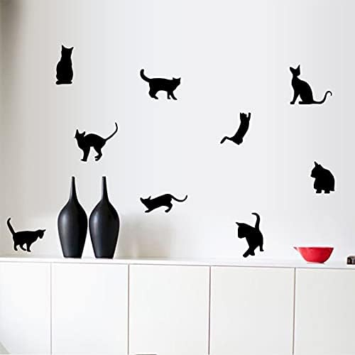 CATS DOTS Decoração de parede, gatos pretos decalques de parede decorações para sala de estar crianças meninas meninas
