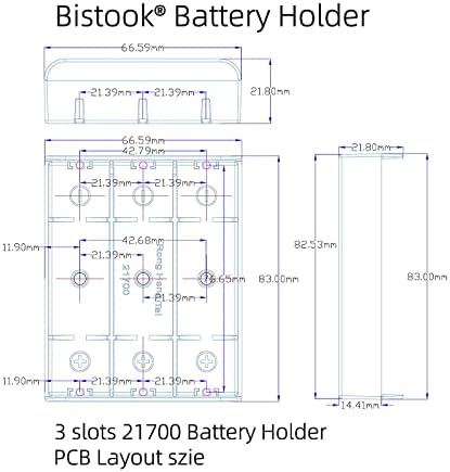 Caixa de caixa de bateria Bistook 21700 para projetos de PCB, 4-pacote, 3 slot cada