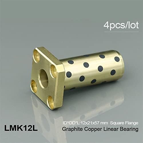 LMK12L 42X6 12x21x57mm flange quadrado grafite rolamento linear de cobre LMK12luu Mush de latão sólido Manga de deslizamento