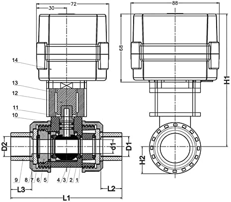 Kezhai Dream 2 AC/DC9-24V Válvula de esfera motorizada, DN50 PVC 5 Fios Retorno automático Sem válvula de esfera elétrica