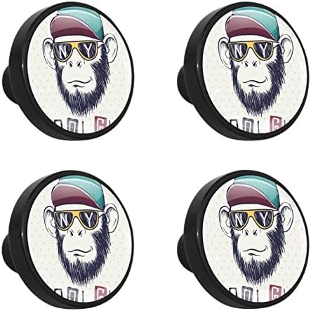 Botões de gaveta de cerveja, botões de armário de macacos legais para berçário de berçário em botões decorativos redondos 4pcs