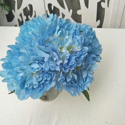 Aoof French Five Head Super Grande Simulação Peony Peony Wedding Silk Flower Simulation Simulação Peony Flower Blue Blue