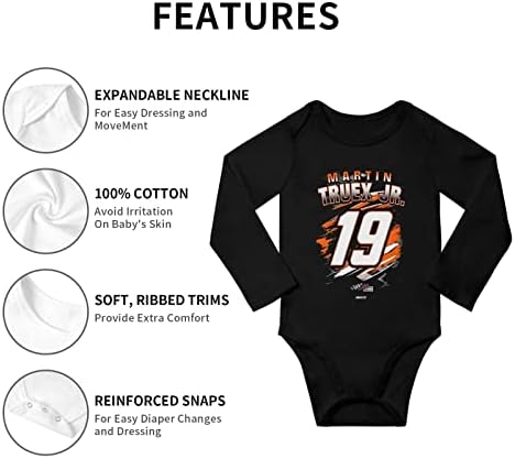 Dowrap Martin Truex Jr 19 Baby Bodysuit unissex algodão recém -nascido menino menina de menina de camiseta longa -