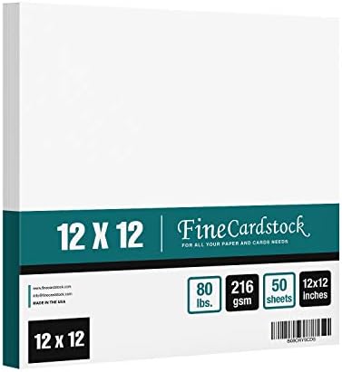 Cardstock quadrado de 12 x 12 | Tampa de 80lb Papel de material de cartão grosso branco - acabamento liso | Para scrapbooking,