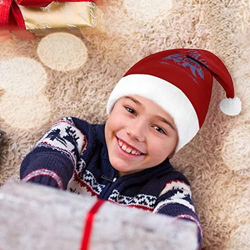 Papa urso de pelúcia chapéu de natal travessura e lindas chapéus de Papai Noel com borda de pelúcia e decoração de natal