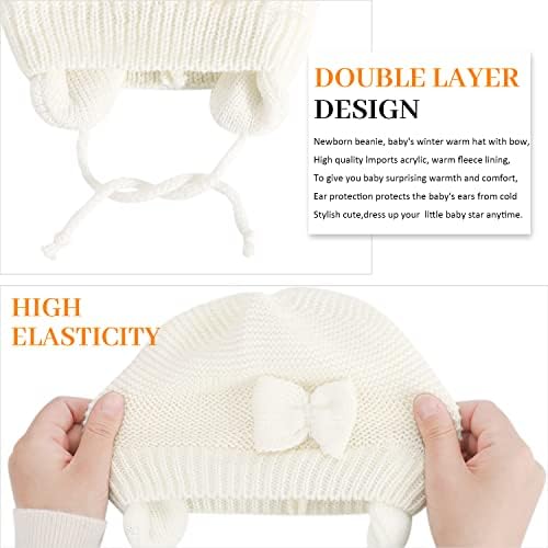 Danmy Baby Winter Feanie chapéu, recém -nascido infantil lã de lã de lã de inverno para malhas para meninas