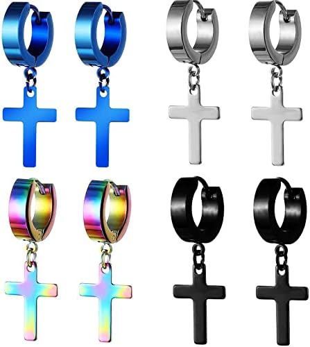 Brincos coloridos de cross dangle definir brincos de arco de aço inoxidável Brincos de arco de arco de brigos para mulheres joias