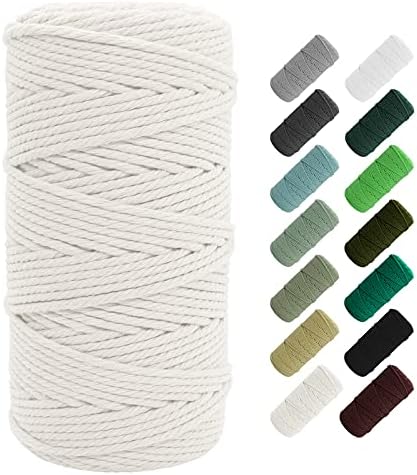 Cordamento de macram do Suntq corda de algodão macio sem fita Twisted para cabide artesanal, fabricação de artesanato pendurada