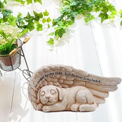 Decorações iluminadas para cão doméstico anjo anjo pet metua estátua resina dormindo estátua memorial para homenagear o
