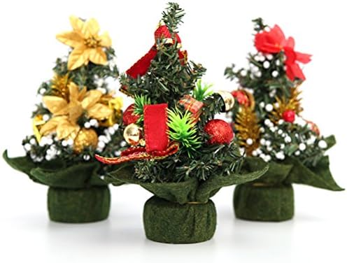Decorações de Natal AMOSFUN MINI Home Office Quarto da sala de estar Top Tree Artifical Christmas Tree com Pinecone Bows Gifts