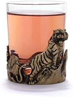 Miykuish tigre em forma de copo de metal com copos, suporte para bebidas de mesa e decoração de mesa e ornamento de artesanato para