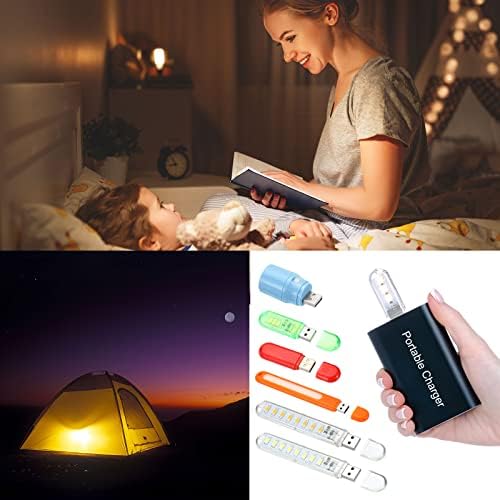 Lanterna USB de bolso Patikil Mini, 2 pacote de pacote USB Recarregável lanterna LED portátil portátil com interruptor ligado/desligado para acampamento ao ar livre, preto