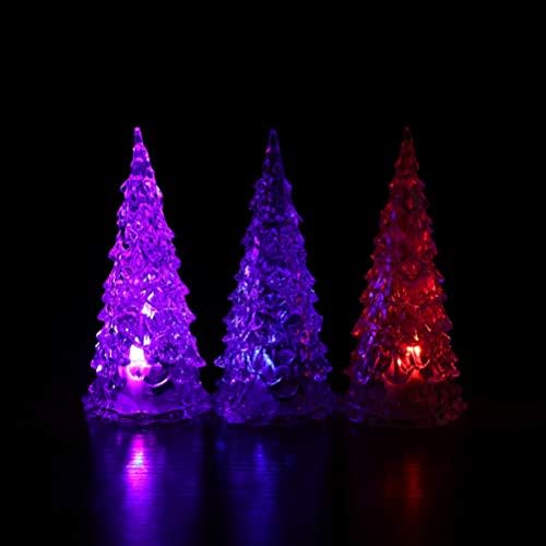 UONLYTECH 4PCS Mini Árvore de Natal iluminada LED LED ACRYLIC Árvore de Natal Alteração de coloração Tree de Natal para férias