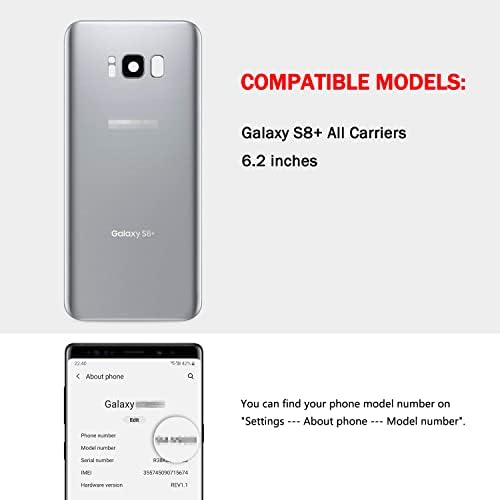 Uoofide Compatível para Samsung Galaxy S8 + Plus Tampa de vidro traseiro de reposição de 6,2 polegadas SM-G955 Todas as transportadoras