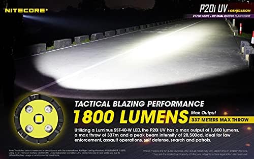Nitecore P20i UV Luz de luz USB-C Recarregável lanterna LED W/ RSW2I WL Wireless Remote Switch, coldre e bateria incluídos- 1800 lúmen