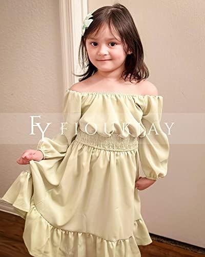 Fioukiay Toddler Girl-Wedding-Princess-Maxi-Dress Boho Off Lace Ruffle vestidos de traje de férias