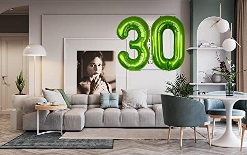 Green 30 número balão balão de 40 polegadas Balões de papel alumínio do baile de baile para homem Mulheres de 30º aniversário