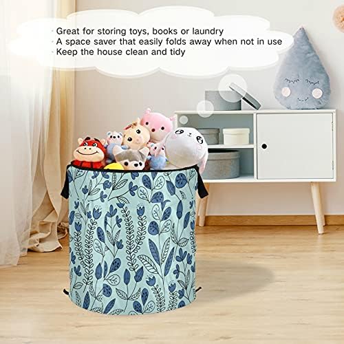 Blue Flower Pop Up Laundry Horse com tampa de cesta de armazenamento dobrável Bolsa de roupa dobra para camping para camping