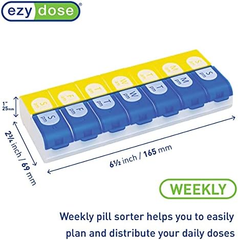 Ezy Dose semanal Organizador de comprimidos, estojo de vitamina e caixa de medicina, 2 vezes por dia, AM PM, compartimentos