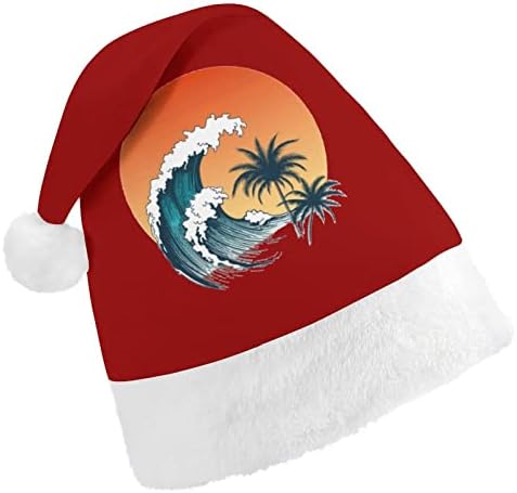 Surfista de grande onda de onda de ondas de Natal chapéu de Natal e bons chapéus de Papai Noel com borda de pelúcia