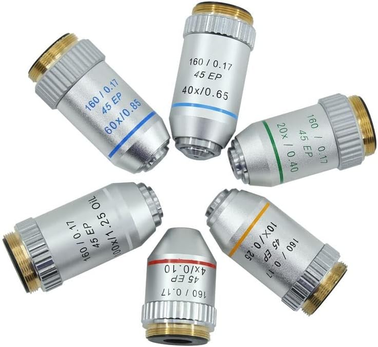 Acessórios para microscópio de laboratório Lens de lente de microscópio semi -lente objetivo achromático 4x 10x 20x 40x 60x 100x