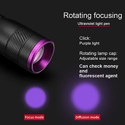 Judixy 3 pacote Luzinha UV Luz negra, 395nm LED Mini Luz de caneta telescópica de lanterna UV para urina para animais de estimação,