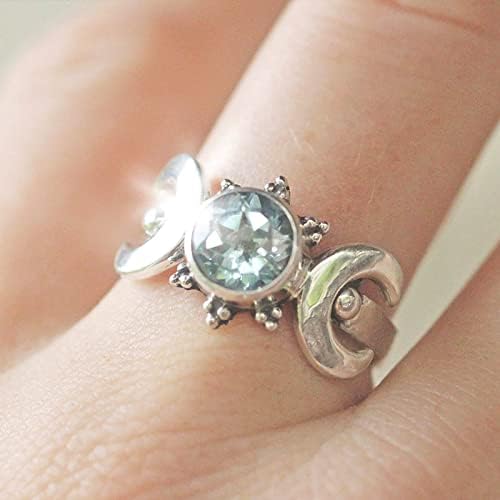 2023 requintado vintage redondo diamante zircão de zircão de lua para mulheres anel de noivado jóias presentes hi o anel baixo
