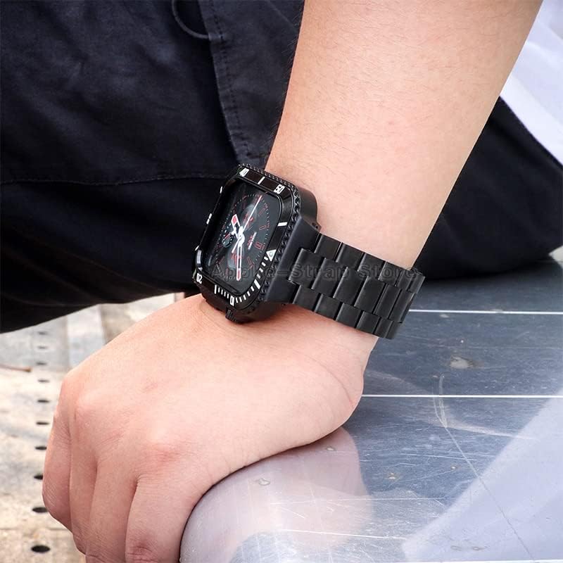 Kit de mod de luxo Houcy 44mm para a banda Apple Watch 8 7 45mm capa de moldura de metal para iwatch Series 6 SE 5 4 Silicone