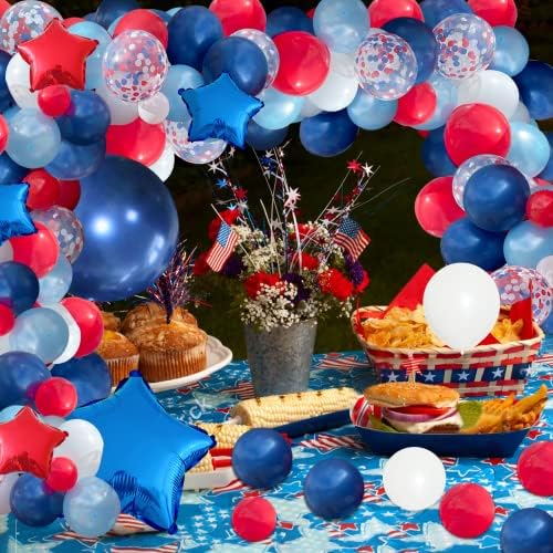 Julliz 48pcs Punch Balloons Retired Color Party ， e Julliz 142pcs Red White and Blue Balloon Arch Garland Kit