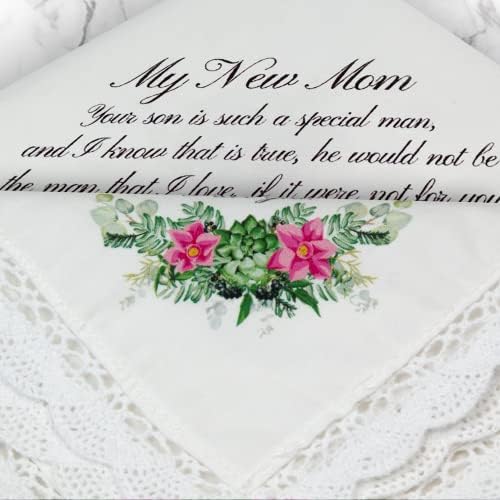 W&F Presente Digital Print Wedding Handkerchief + Cartão de corte a laser - Mamãe e papai