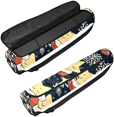 Bolsa de transportadora de tapete de ioga com alça de ombro, estrelas de Natal fofas flocos de neve, 6,7x33.9in/17x86 cm de yoga mat