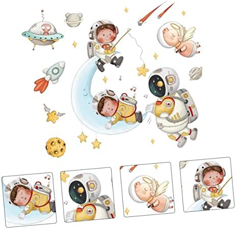 Besportble 1 conjunto Astronauta adesivo de parede Decoração da lua Decoração do quarto Crianças Adesivos de menino Adesivo de