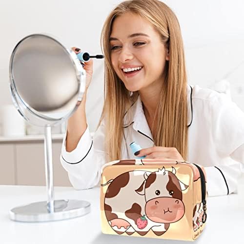 Tbouobt Gifts for Men Mulheres Bolsas de maquiagem bolsa de higiene pessoal Sacos de cosméticos, vaca de desenho animado de