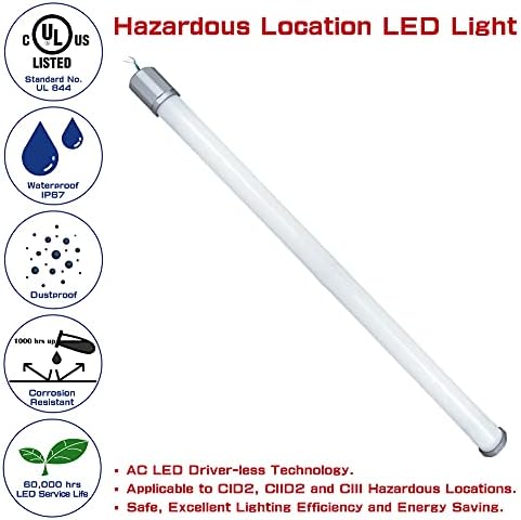 Localização de 40W e 60w Localização LED LED, luz do tubo LED de 4 pés com classe 1 div 2 e classe 2 div 2, IP à prova d'água