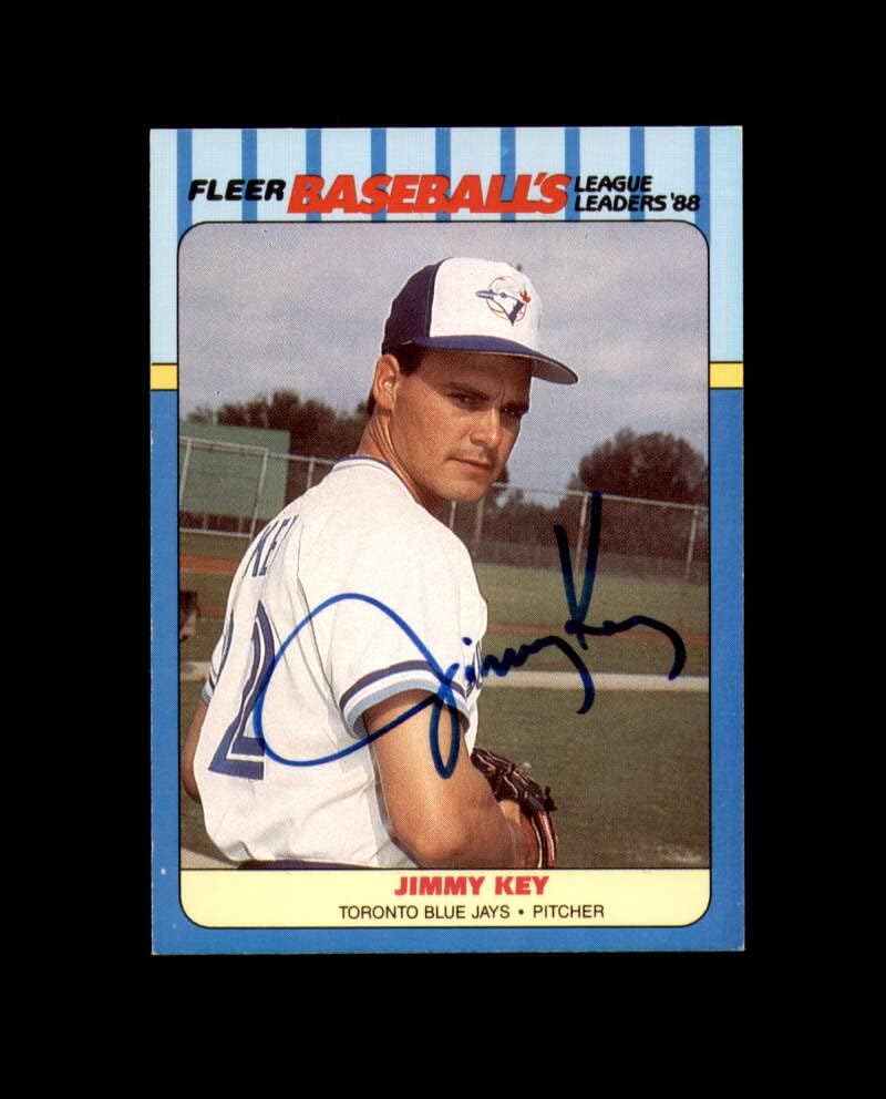 Jimmy Key Hand assinou 1988 líderes da Fleer League Toronto Blue Jays Autograph