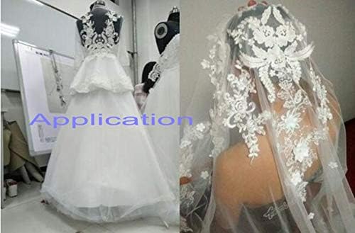 Zhongjiuyuan 1pc Tecido de renda de renda Apliques bordados com algodão DIY Acessórios de vestido de noiva sofisticados feitos à mão
