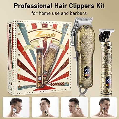 Aparador de cabelo zesuti para atletas de homem e tímpão, barbeiro profissional de cabelo sem fio Clippers para kit de corte de cabelo