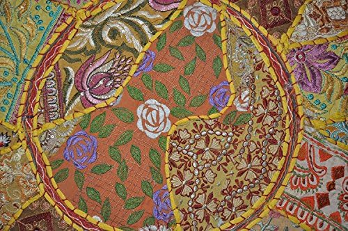 Sophia Art Indian Pouf Stool Vintage Patchwork embelezado com tampa otomana da sala de estar de retalhos, 22 x 14 polegadas, apenas