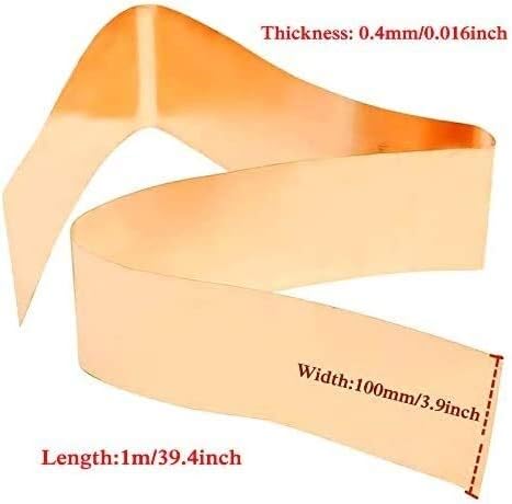 Placa de latão Yuesfz Folha de cobre Metal Brass Cu Placa de folha flexível Excelente densidade condutividade térmica 0,4mmx100mmx1m