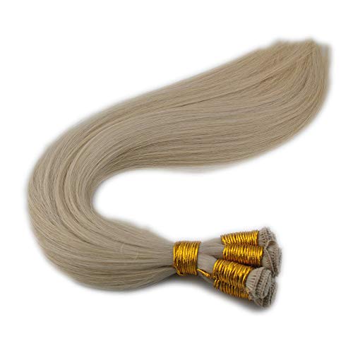 Extensões de cabelo humano de trama amarrada à mão 22 polegadas Loira branca 60 Silky reta Remy Virgem Virgin Weft 22