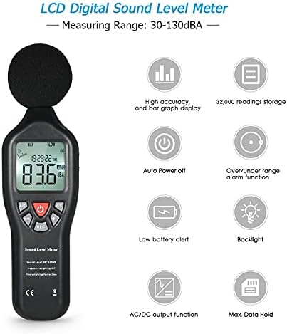 BBSJ LCD LCD Nível de som Decibel Medidor de registrador Tester Tempo de medição de ruído Exibir configuração automática de desligamento