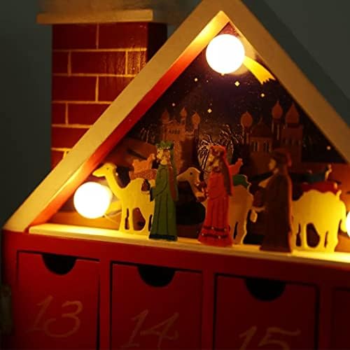 Calendários do advento Calendário de Natal Wood Luzes LED Casa de Natal Ornamentos calendários dobráveis ​​Decoração da