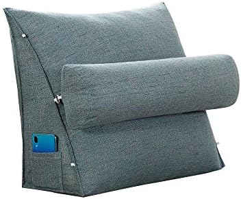 PDGJG Triangular Casagem à beira da cabeceira da cadeira de escritório Tatami Sofá de bolsa macia de suporte lombar grande travesseiro