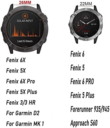 Xirixx 22 26mm Banda de relógio de silicone de 26 mm Easy Quick Fit Strap para Garmin Fenix ​​7 7X/3HR/Fenix ​​5x/Fenix