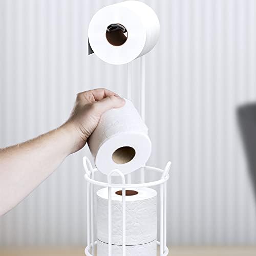 Posto de papel de papel higiênico Meangoa e dispensador de rolo de papel de seda para 4 mega rolos, banheiro grátis