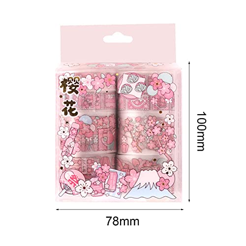8 Rolls Kawaii Washi Tape Pack, amplo conjunto fofo de fita washi, fita kawaii fita fofa, fita de lavar crianças rosa, adesivos decorativos