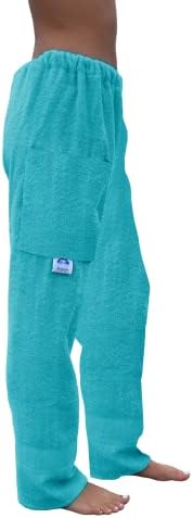 Paradise Towelwear Co. Calças de toalha para nadadores - Turquesa azul verde - calça de toalha de algodão - encobrimento